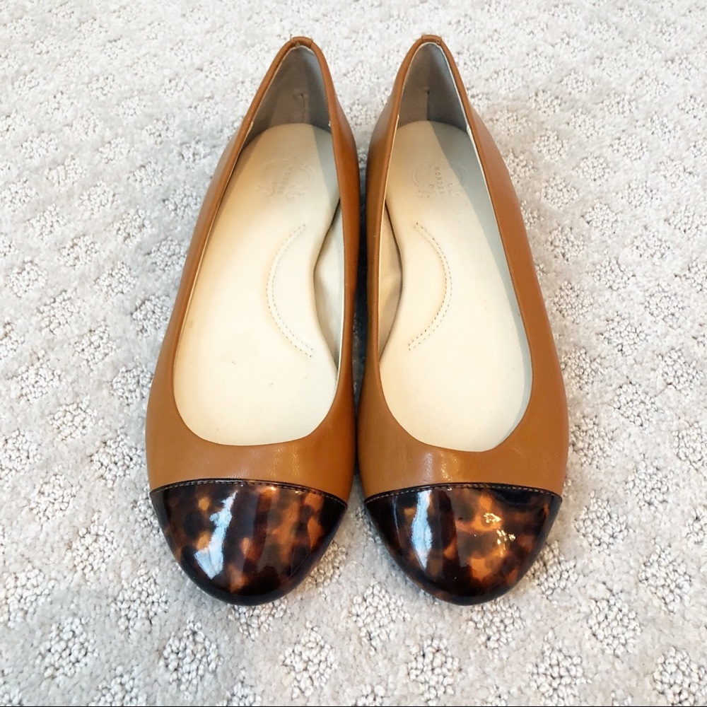 C Wonder Camel Leather Tortoise Toe Flats